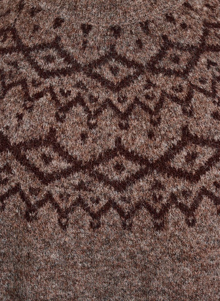 Strikkekjole med jacquardm&oslash;nster, Brun, Packshot image number 2