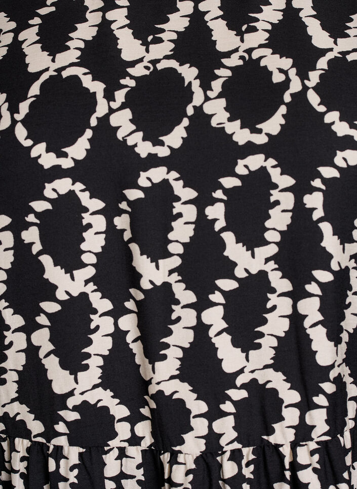 Langermet kjole med trykk og sløyfer, Svart, Packshot image number 2