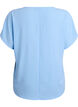 Bluse med korte ermer og rund hals, Bl&aring;, Packshot image number 1