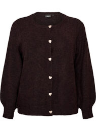 Cardigan med hjerteformede knapper, Brun
