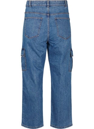 Zizzi Cargo-jeans med høy midje, Blue Denim, Packshot image number 1