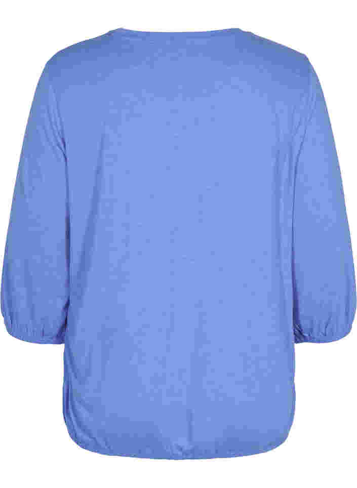 Ensfarget bluse med 3/4-ermer, Ultramarine Mel, Packshot image number 1