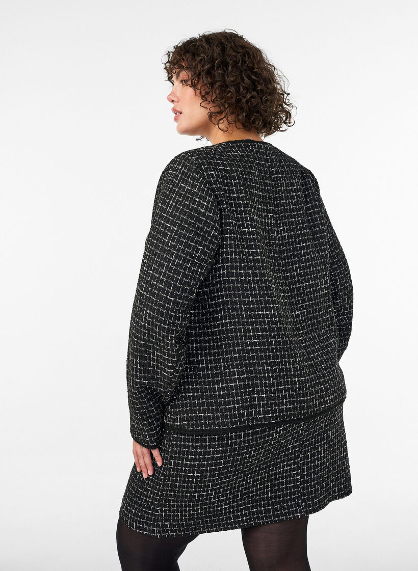 Jakke i boucl&eacute; med gullfargede knapper, Svart, Model image number 2
