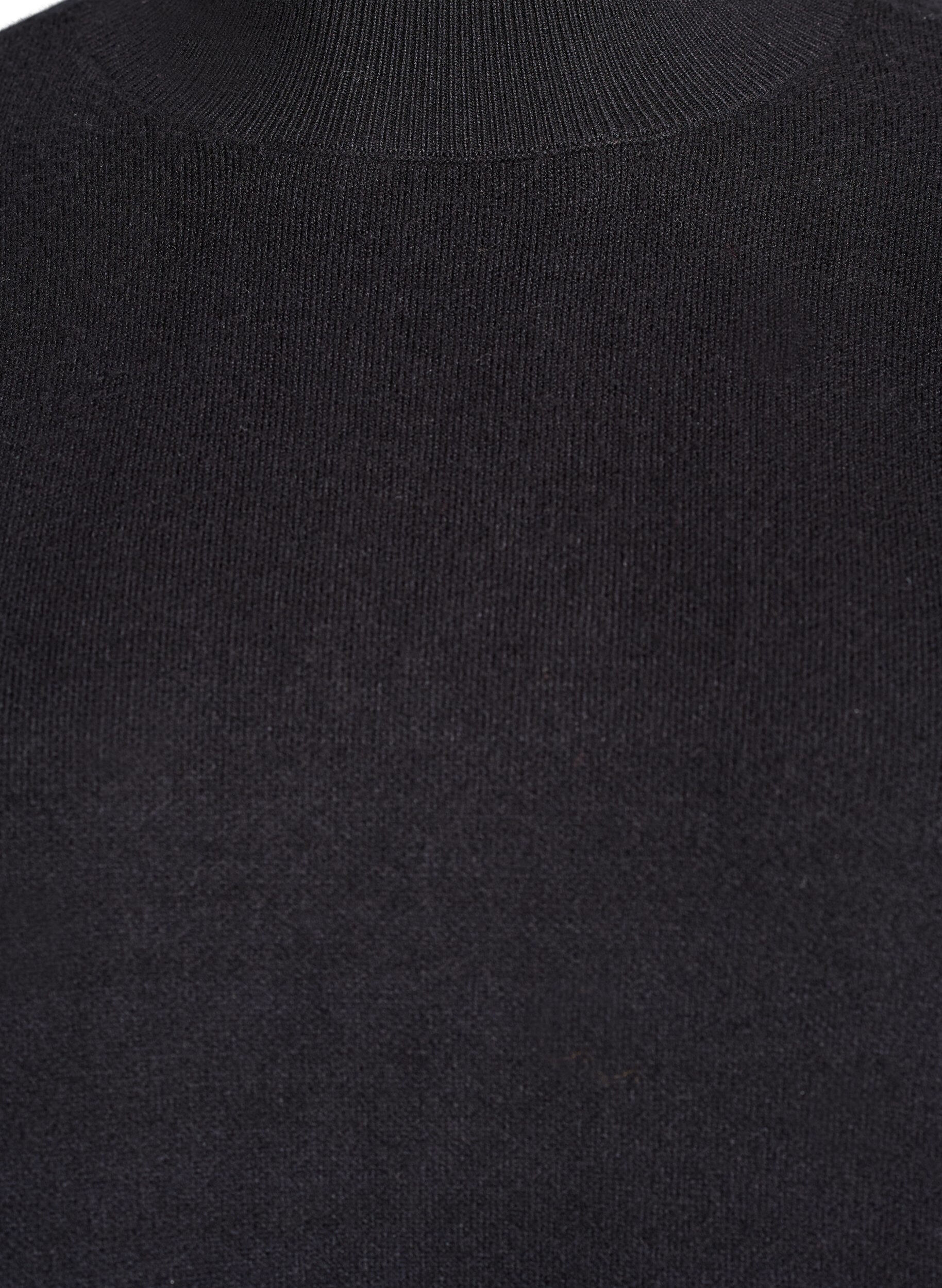 Zizzi Strikkebluse med h&oslash;y hals, Svart, Packshot image number 2