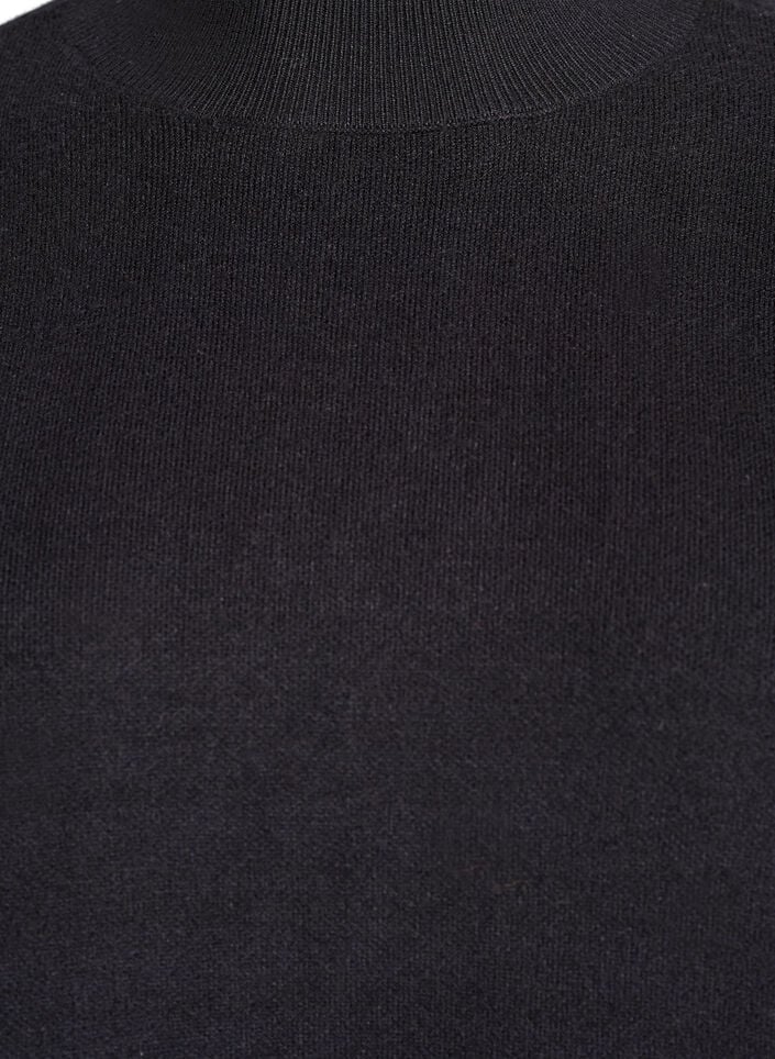 Strikkebluse med høy hals, Svart, Packshot image number 2