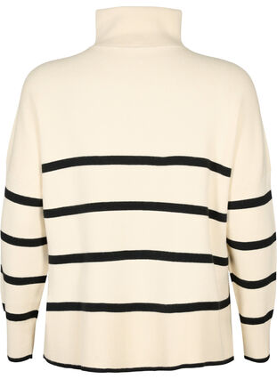 Pullover med striper og høy krage	, Birch w. Black, Packshot image number 1