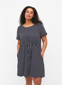 Kortermet tunika i bomull, Night Sky Stripe, Model