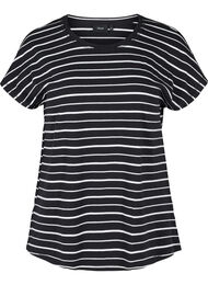 Stripete T-skjorte i bomull, Black/White Stripe