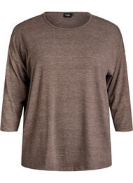 Jersey bluse med 3/4 ermer, Brun