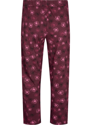 Zizzi Bomull Pyjamas bukser med utskrift, Mørk Bordeaux, Packshot image number 1