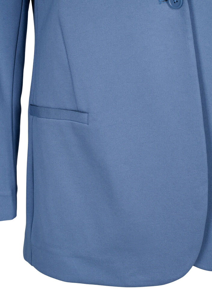 Enkel blazer med knappelukking, Blå, Packshot image number 3