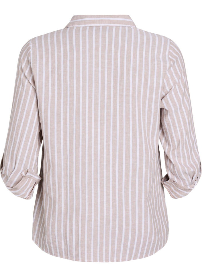 Skjorte i lin og viskose med 3/4 ermer, Beige, Packshot image number 1