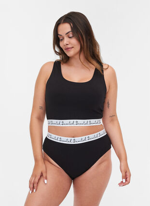 BH med en rund hals i bomull, Black, Model image number 2