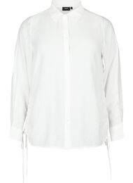 Skjorte i viskose med volangdetaljer, Bright White
