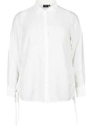 Skjorte i viskose med volangdetaljer, Bright White, Packshot image number 0
