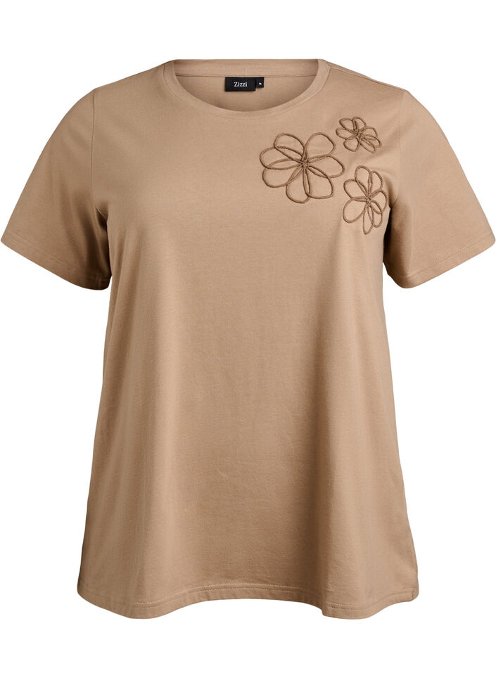 T-skjorte med dekorative detaljer, Beige, Packshot image number 0