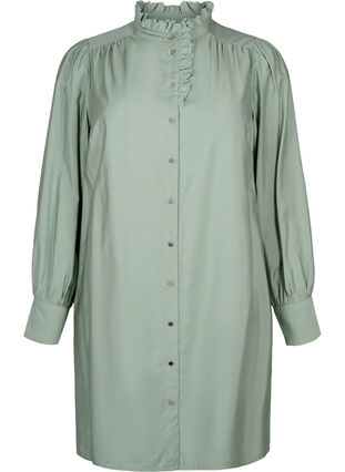 Viscose skjorte kjole med ruffles, Green Bay, Packshot image number 0
