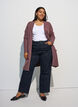 Ribbestrikket cardigan med lommer, Rosa, Model image number 1