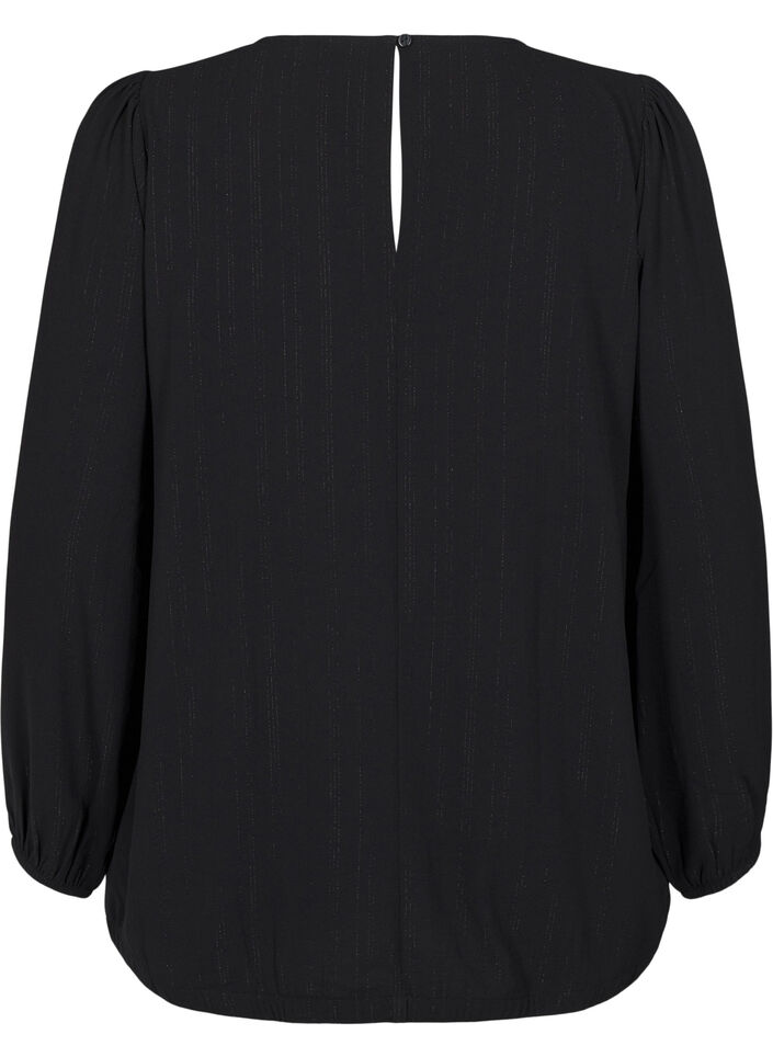 Bluse med s&oslash;lvglitter, Svart, Packshot image number 1