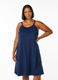 Midi strap dress in organic cotton, Blå Midi strap dress in organic cotton, Blå, Model