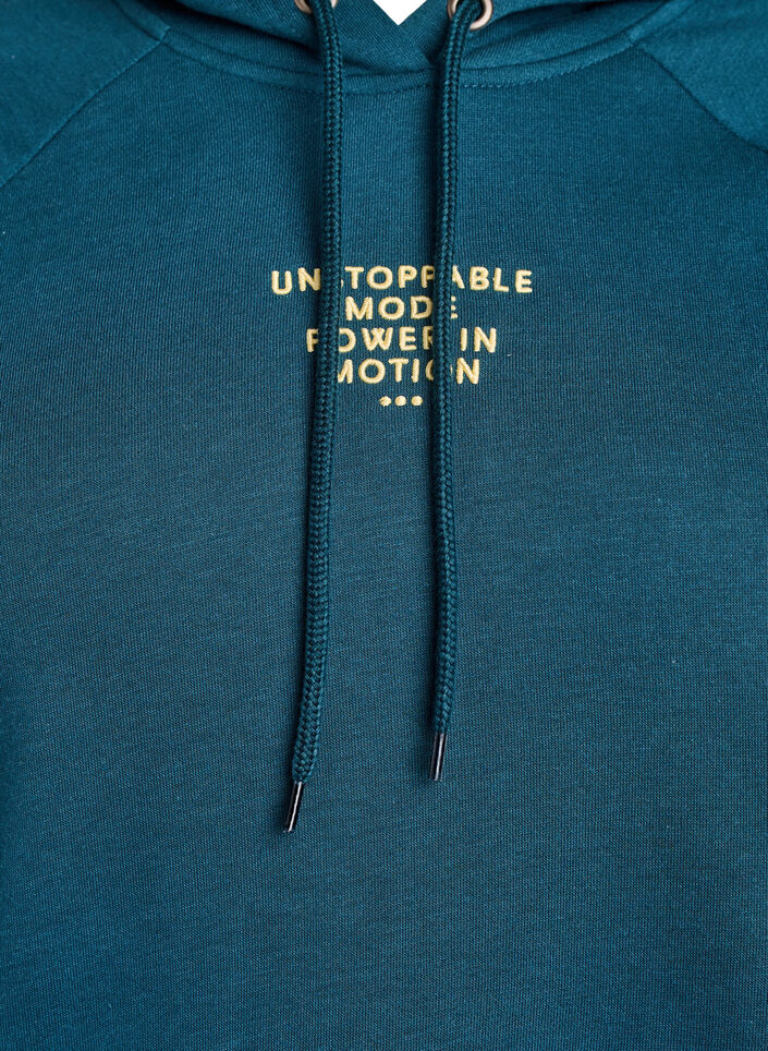 Hettegenser med brodert motiv foran, Gr&oslash;nn, Packshot image number 2