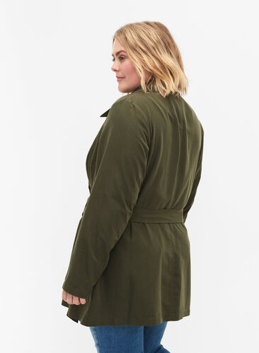 Trenchcoat med belte og lommer, Grape Leaf, Model image number 1