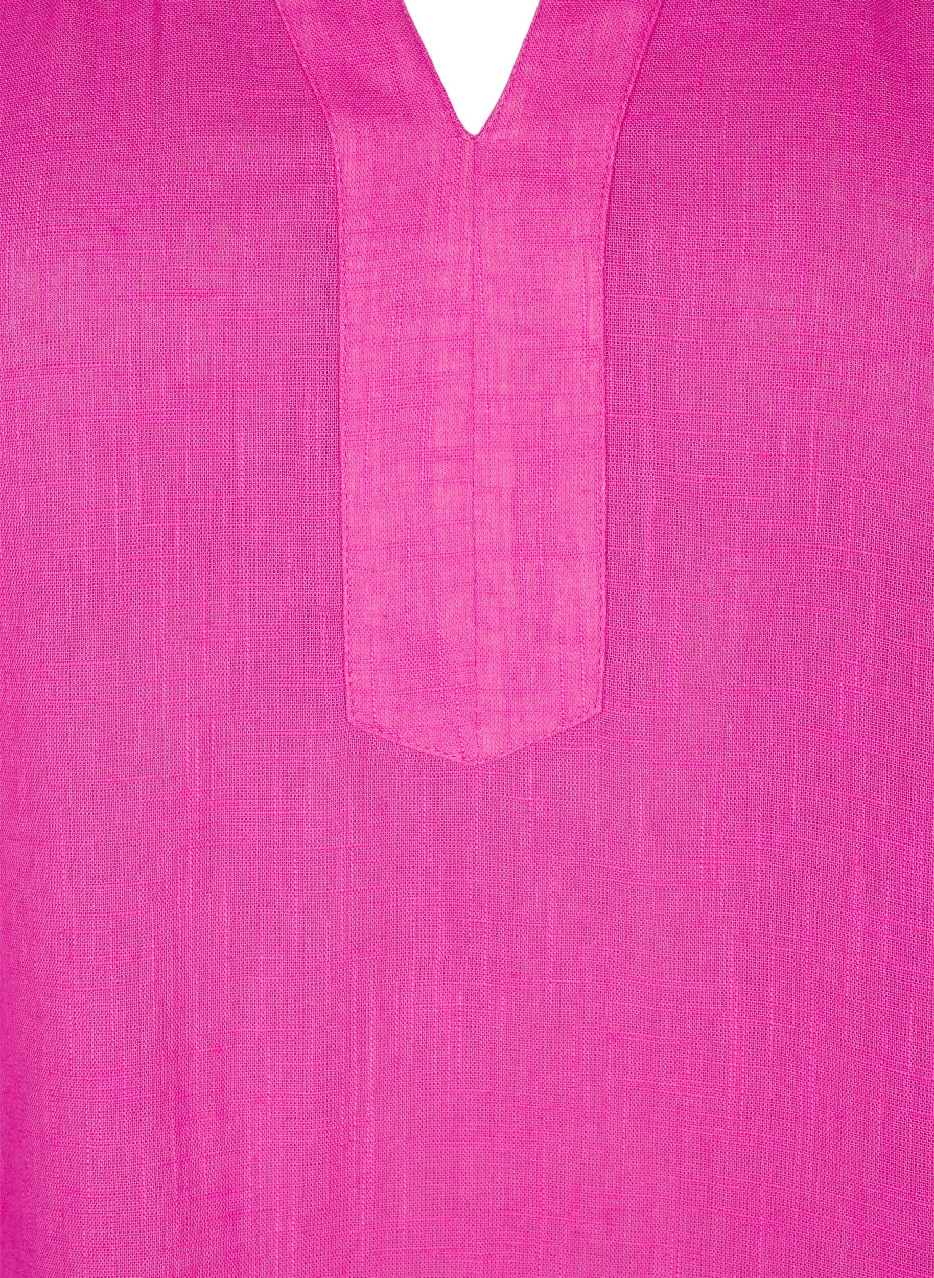 Zizzi Bomullstunik med V-hals, Rosa, Packshot image number 2