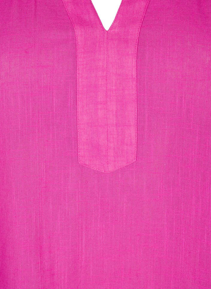 Bomullstunik med V-hals, Rosa, Packshot image number 2