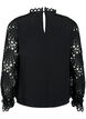 Bluse i viskose med crochet ermer, Black, Packshot image number 1