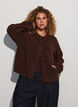 Teddyjakke med rund hals og knapper, Brun, Model image number 0