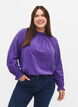 Langermet bluse i viskose med volanger, Prism Violet, Model image number 0