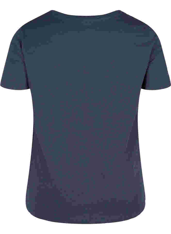 T-skjorte i bomull med blonder, Blue Nights, Packshot image number 1