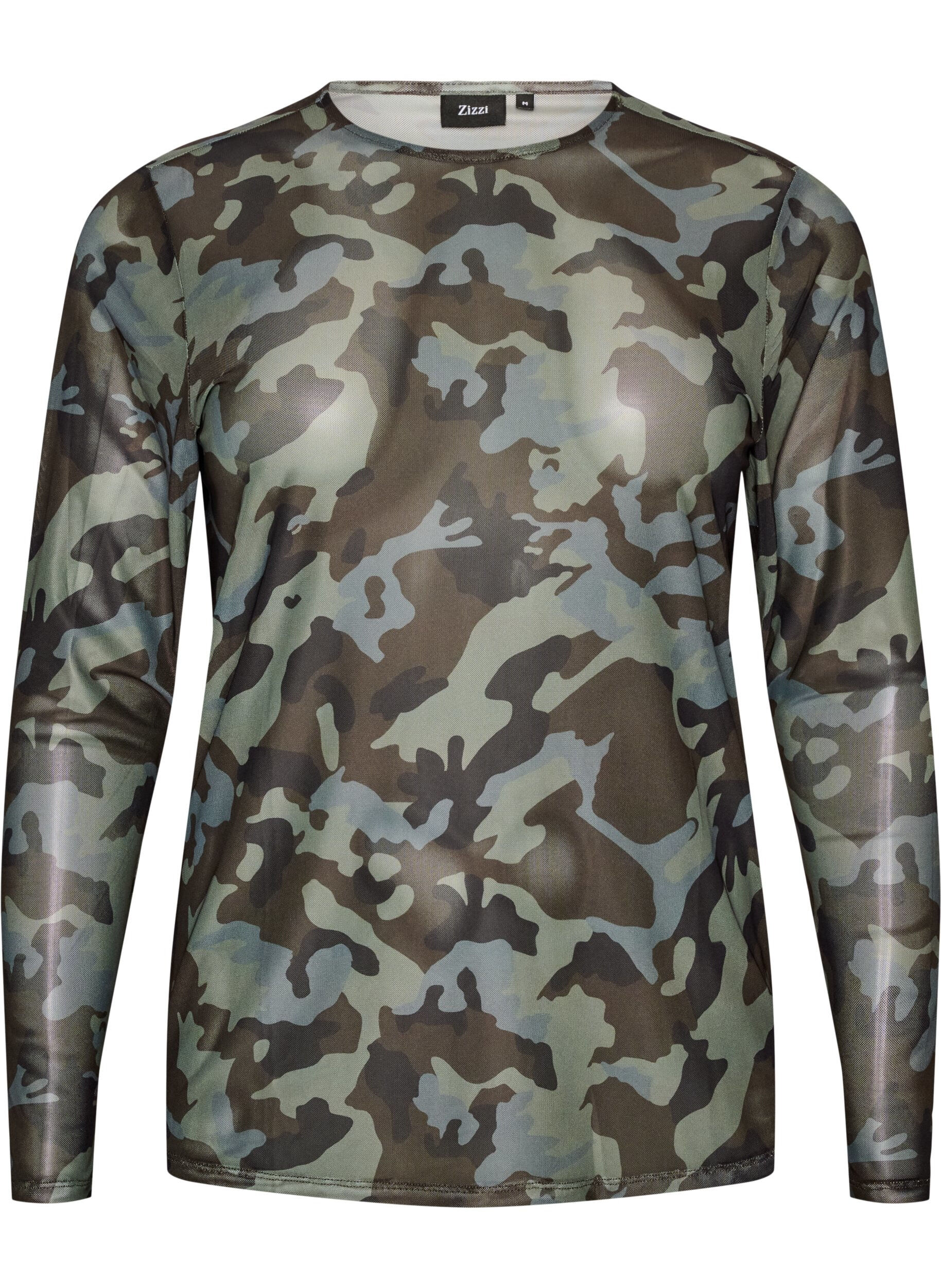 ZizziMesh bluse med trykk, Gr&oslash;nn, Packshot image number 0