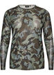 Mesh bluse med trykk, Gr&oslash;nn, Packshot image number 0
