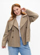 Kort trenchcoat med trykknapplukking, Coriander, Model image number 0
