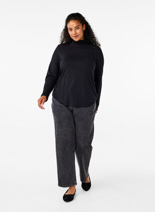 Zizzi Langermet genser med høy hals, Black, Model image number 2