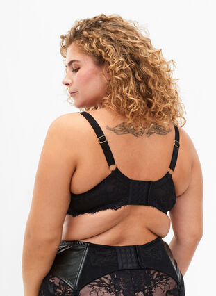 Zizzi Underwire BH med spiler og strenger, Black, Model image number 1