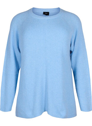 Melert-genser med splitt i siden, Blue Bell/White Mel., Packshot image number 0