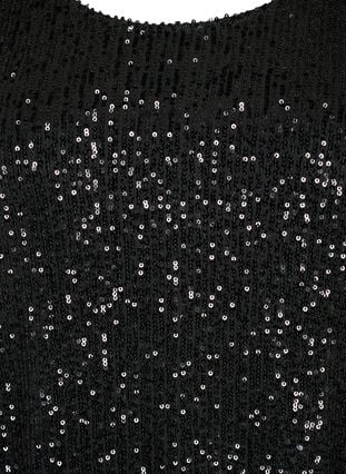Kort paljettkjole med lange ermer, Black, Packshot image number 2