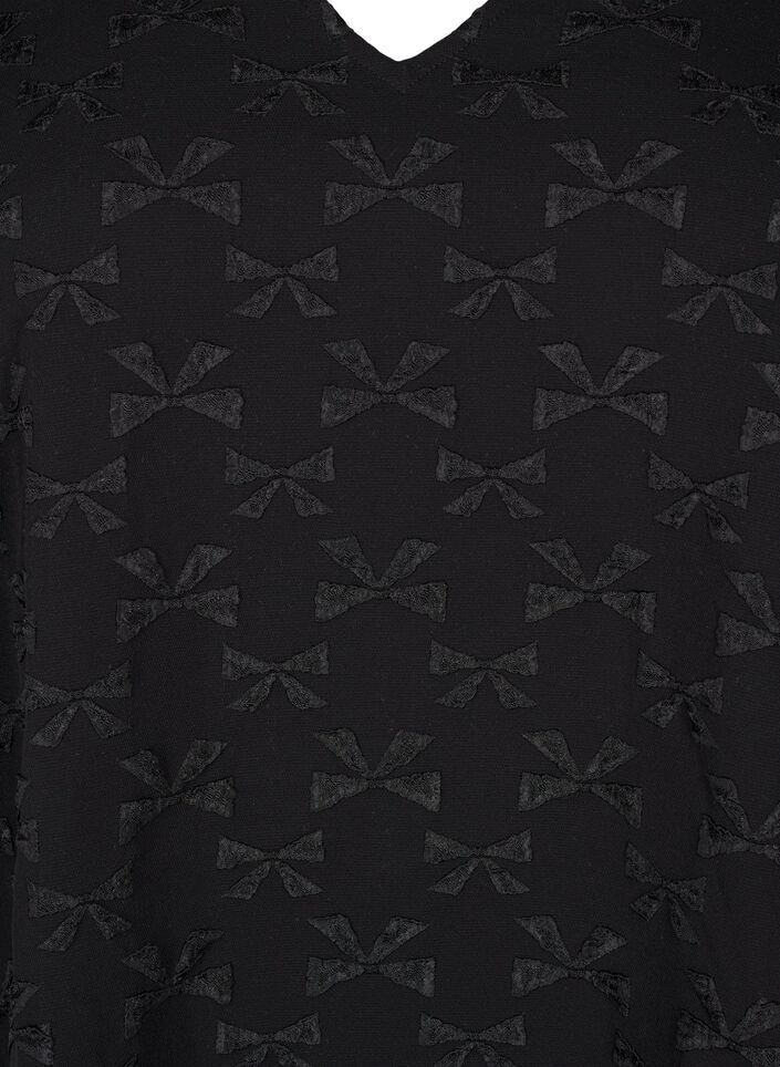 Kort jacquardkjole med sløyfer, Black W. Bow, Packshot image number 2