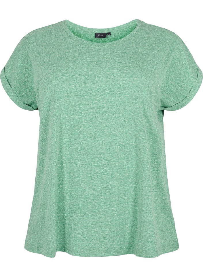 Melert T-skjorte med korte ermer, Grønn, Packshot image number 0