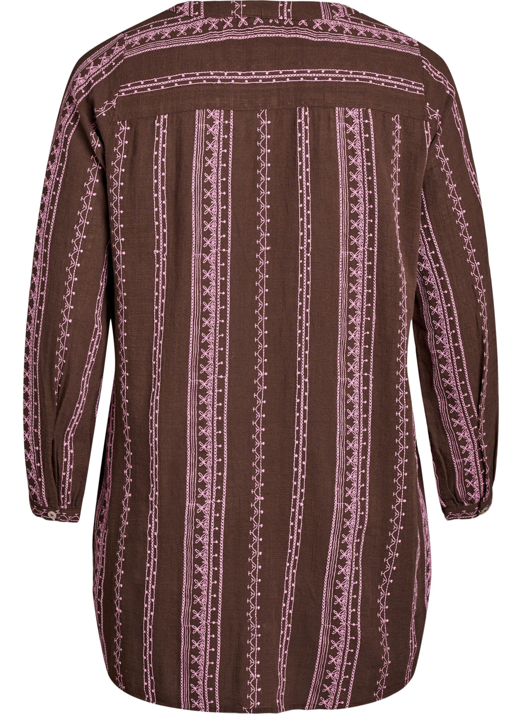 Zizzi Tunika med brodert m&oslash;nster, Brun, Packshot image number 1
