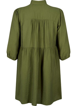 Zizzi Knelang kjole med broderi og 3/4-ermer, Winter Moss, Packshot image number 1