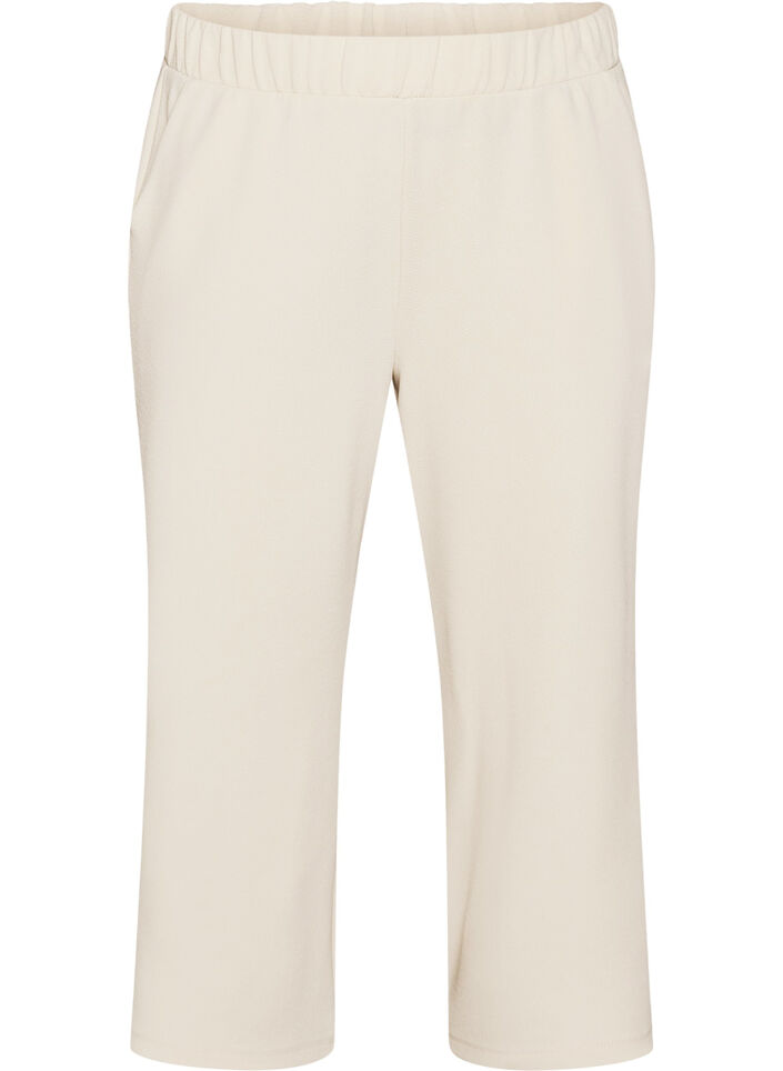 L&oslash;se bukser med 7/8 lengde, Beige, Packshot image number 0