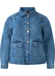 Skjortejakke i denim med lommer, Blue Denim
