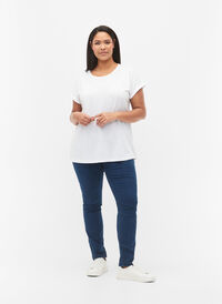 Ekstra slim Sanna jeans med normal høyde på livet, Dark blue, Model