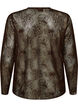 Bluse i mesh med blomster og paljetter, Brun, Packshot image number 1