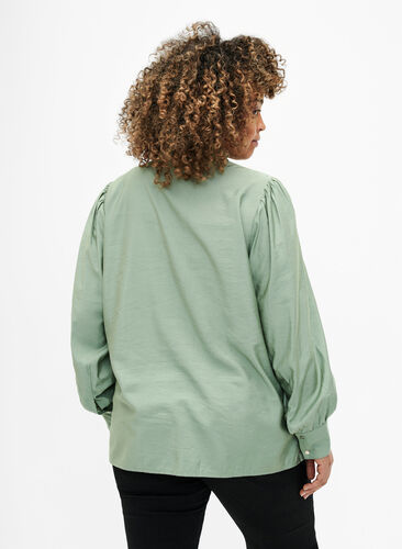 Viscose skjorte Bluse med ruffles, Green Bay, Model image number 1
