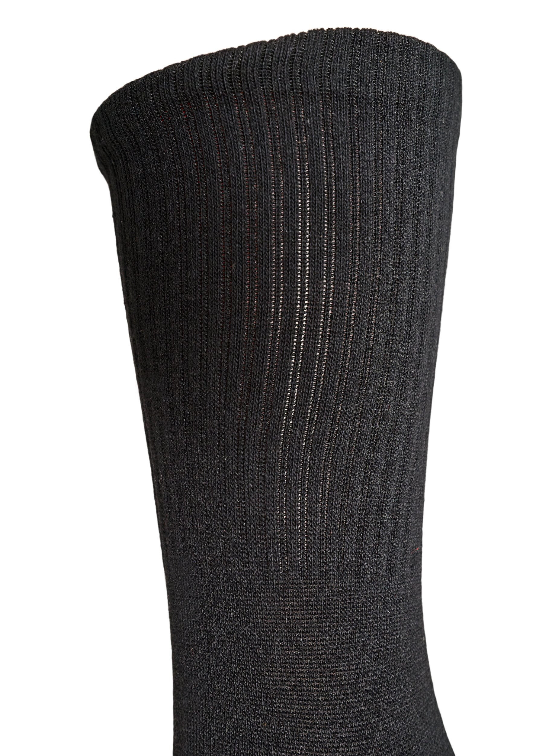 ZizziRibbet sokk i bomull, Svart, Packshot image number 2