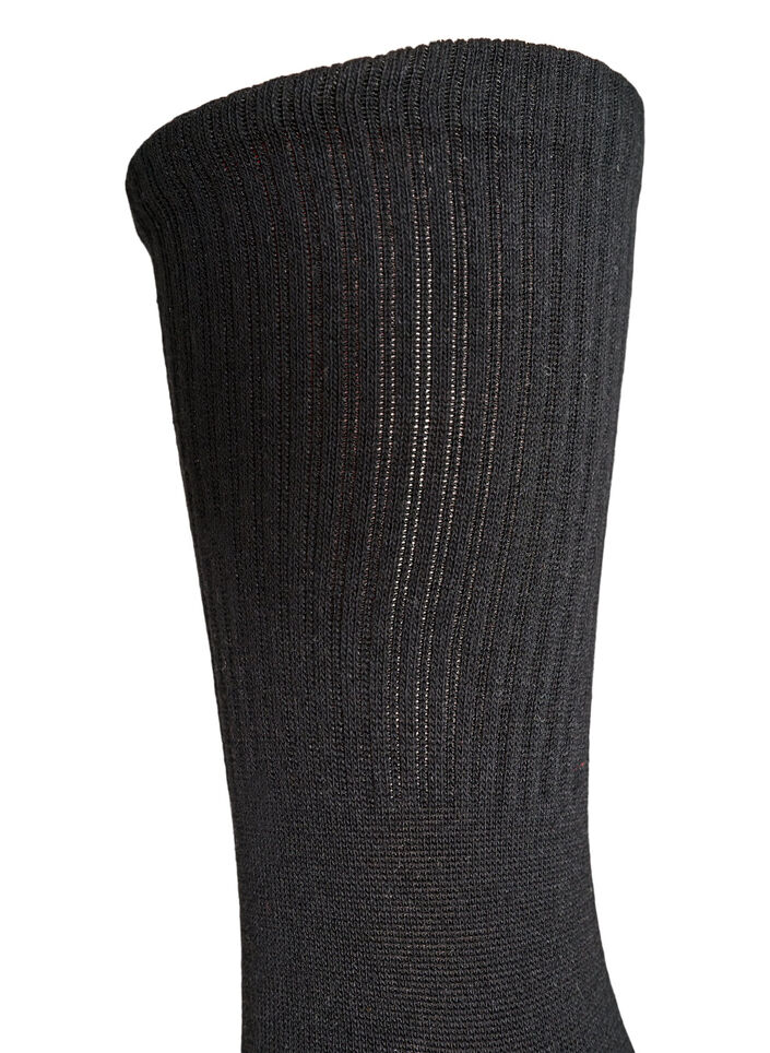 Ribbet sokk i bomull, Svart, Packshot image number 2